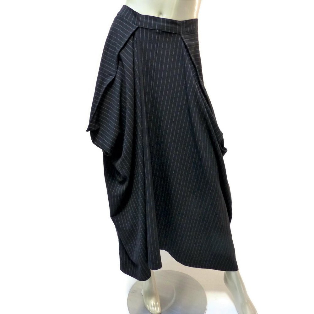 Hanna for La Journee Black Pinstripe Skirt M - L - Picture 1 of 8